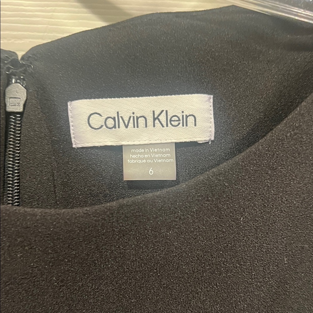 NWT-Calvin Klein Black Ruched Midi Dress - Picture 2 of 11